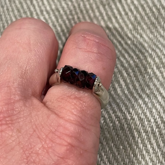 Sundance Garnet Rondelle Sterling Silver Ring - Picture 8 of 9